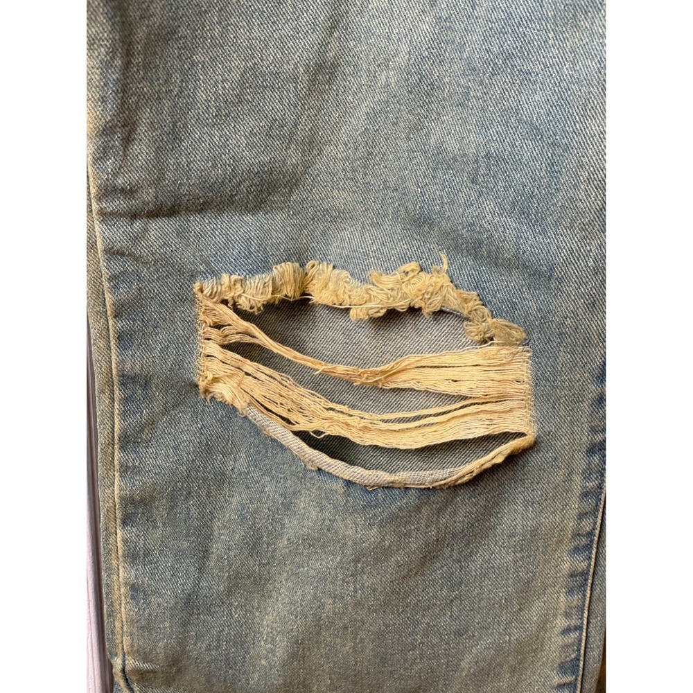 PrettyLittleThing Petite Vintage Wash Denim‎ Cut Out Jumpsuit Ripped Size 4 New - Picture 7 of 16